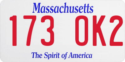 MA license plate 173OK2