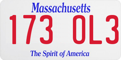 MA license plate 173OL3