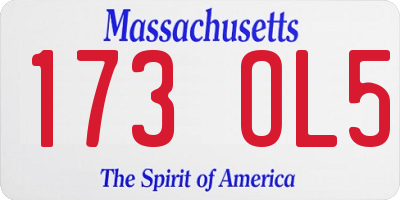 MA license plate 173OL5