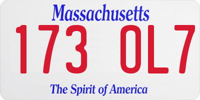 MA license plate 173OL7