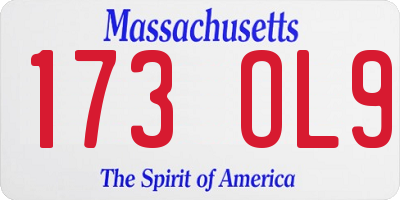 MA license plate 173OL9