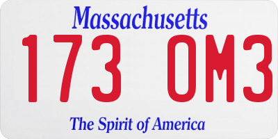 MA license plate 173OM3