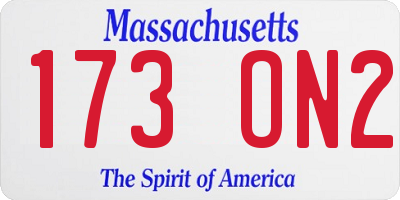 MA license plate 173ON2