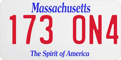 MA license plate 173ON4