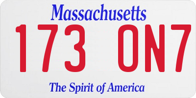 MA license plate 173ON7