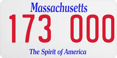 MA license plate 173OO0