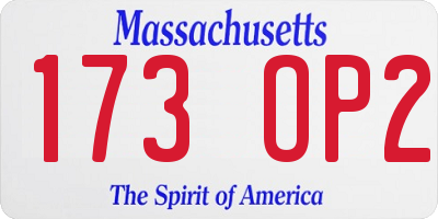 MA license plate 173OP2