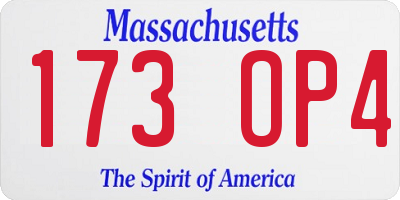 MA license plate 173OP4