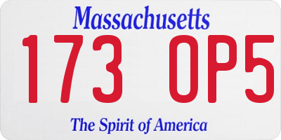 MA license plate 173OP5