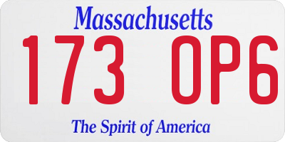 MA license plate 173OP6