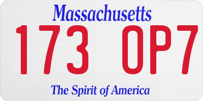 MA license plate 173OP7