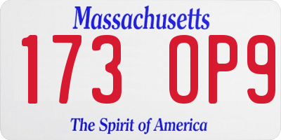 MA license plate 173OP9