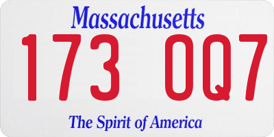 MA license plate 173OQ7