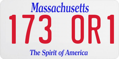 MA license plate 173OR1