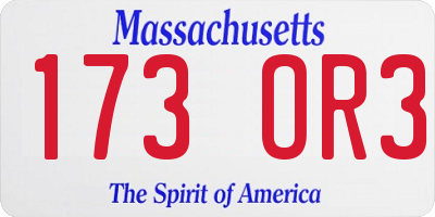 MA license plate 173OR3
