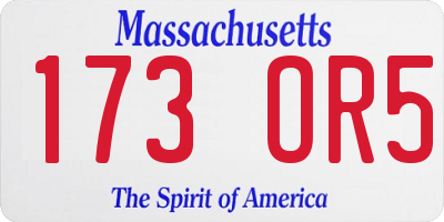 MA license plate 173OR5