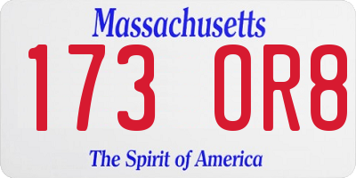 MA license plate 173OR8