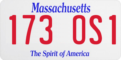 MA license plate 173OS1