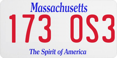 MA license plate 173OS3