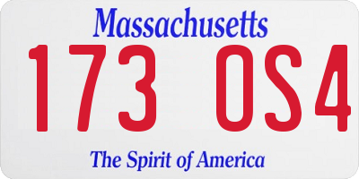 MA license plate 173OS4