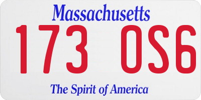 MA license plate 173OS6