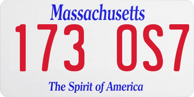 MA license plate 173OS7
