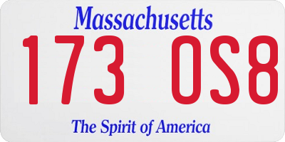 MA license plate 173OS8