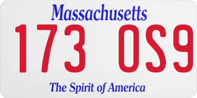 MA license plate 173OS9