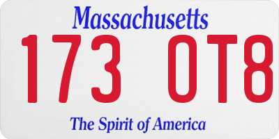 MA license plate 173OT8