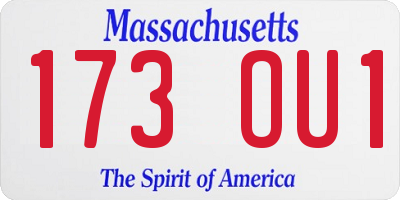 MA license plate 173OU1