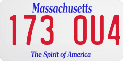 MA license plate 173OU4