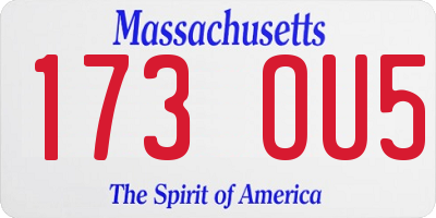 MA license plate 173OU5