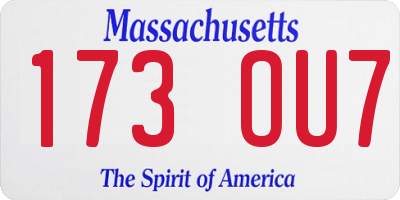 MA license plate 173OU7
