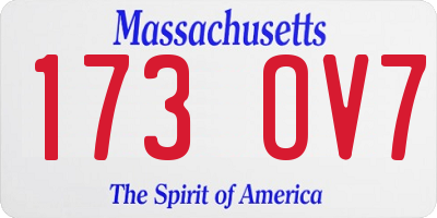 MA license plate 173OV7