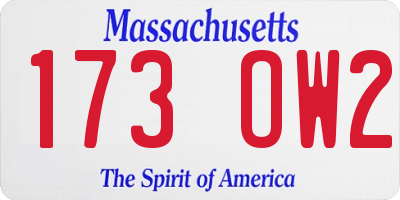 MA license plate 173OW2