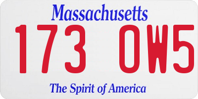 MA license plate 173OW5