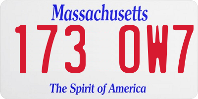 MA license plate 173OW7