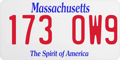 MA license plate 173OW9