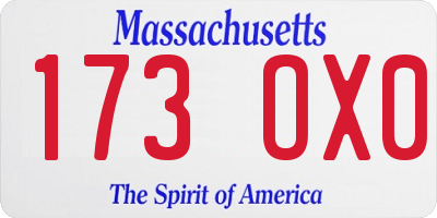 MA license plate 173OX0