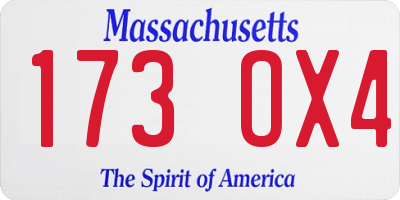 MA license plate 173OX4