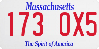MA license plate 173OX5