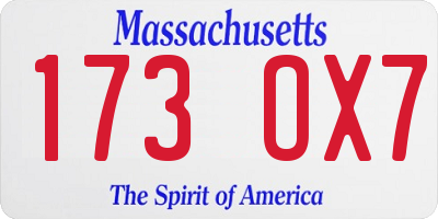 MA license plate 173OX7