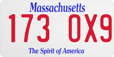 MA license plate 173OX9