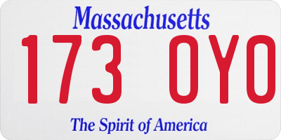 MA license plate 173OY0
