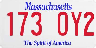 MA license plate 173OY2