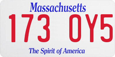 MA license plate 173OY5