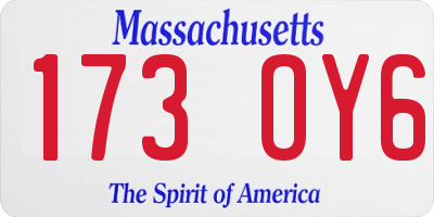 MA license plate 173OY6