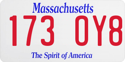 MA license plate 173OY8