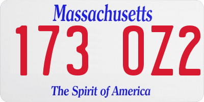 MA license plate 173OZ2