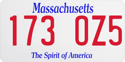 MA license plate 173OZ5